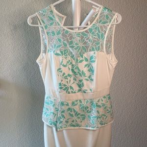 Peplum White Teal Spring Sugarlips Brand Dress